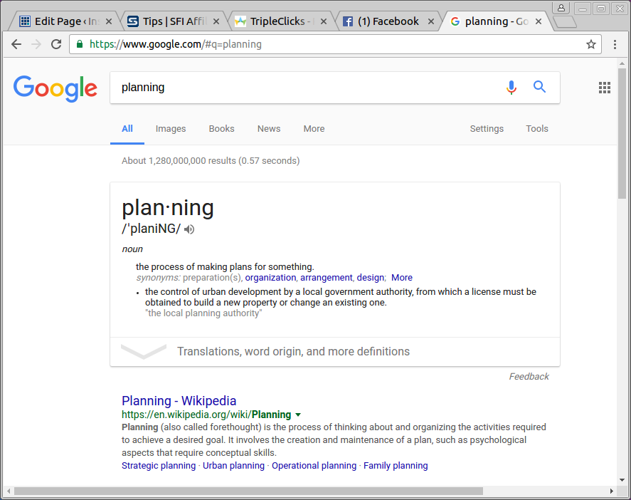 Google results for planning.